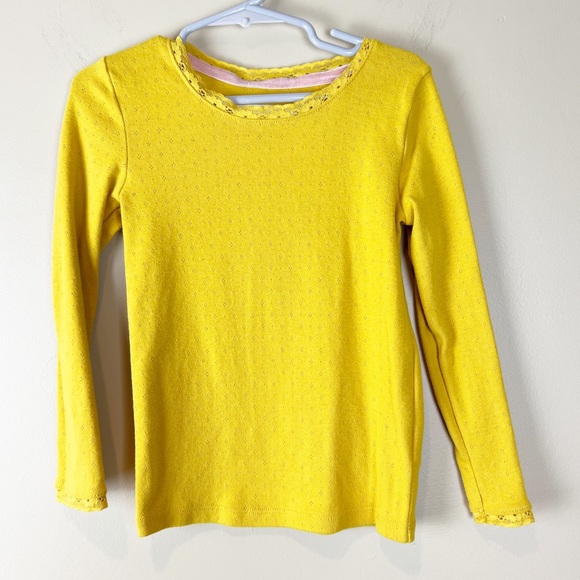Mini Boden Other - Mini Boden Gold Long Sleeve Pointelle Shirt